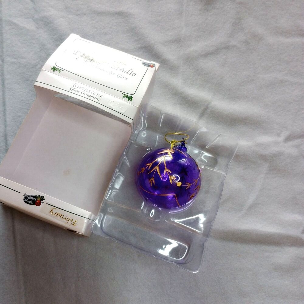 Designers Studio Glass Ornament Handmade Christmas Purple Gold Holiday Decor